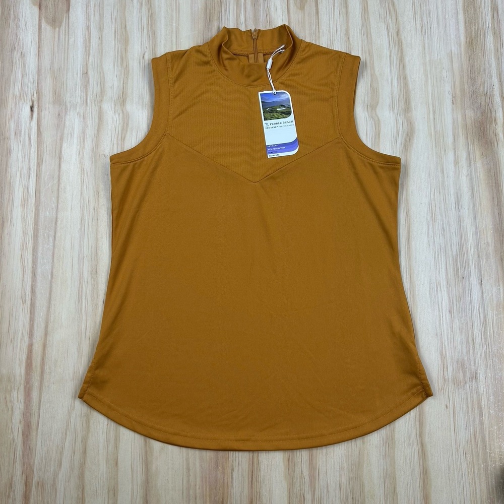 Pebble Beach Dry Luxe Performance Womens Golf Tank S Mustard Yellow UV Stretch